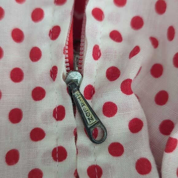 Women's vintage reversible red and white polka‎ dot and floral print shift dress - Picture 5 of 11